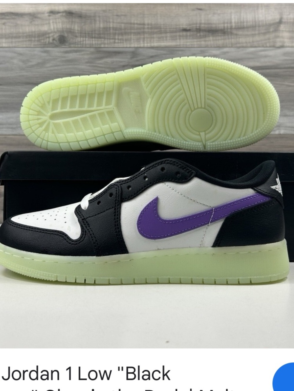 NWT!! Nike Low-Top Sneakers; White, Black and Purple with Glow in the dark soles - Picture 3 of 7